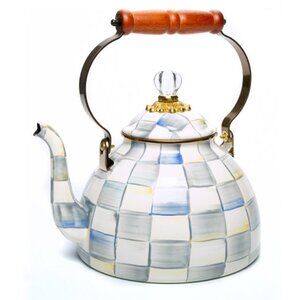 MacKenzie-Childs Sterling Check Enamel 2 Quart Tea Kettle – NEW